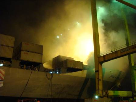 Ship on fire